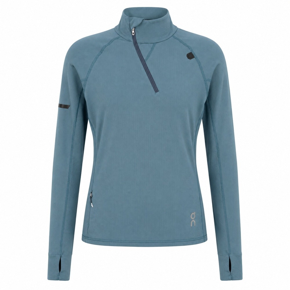 On Cloud Running Clima-Shirt Womens Medium Storm Teal‎ Blue Quarter Zip Top